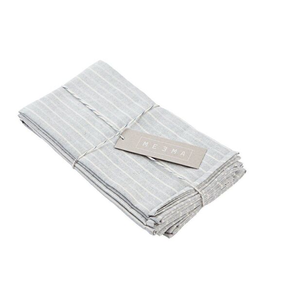 MEEMA Blue Striped Cotton Kitchen Napkins Upcycled Denim and Cotton Set of 4 - Picture 5 of 7